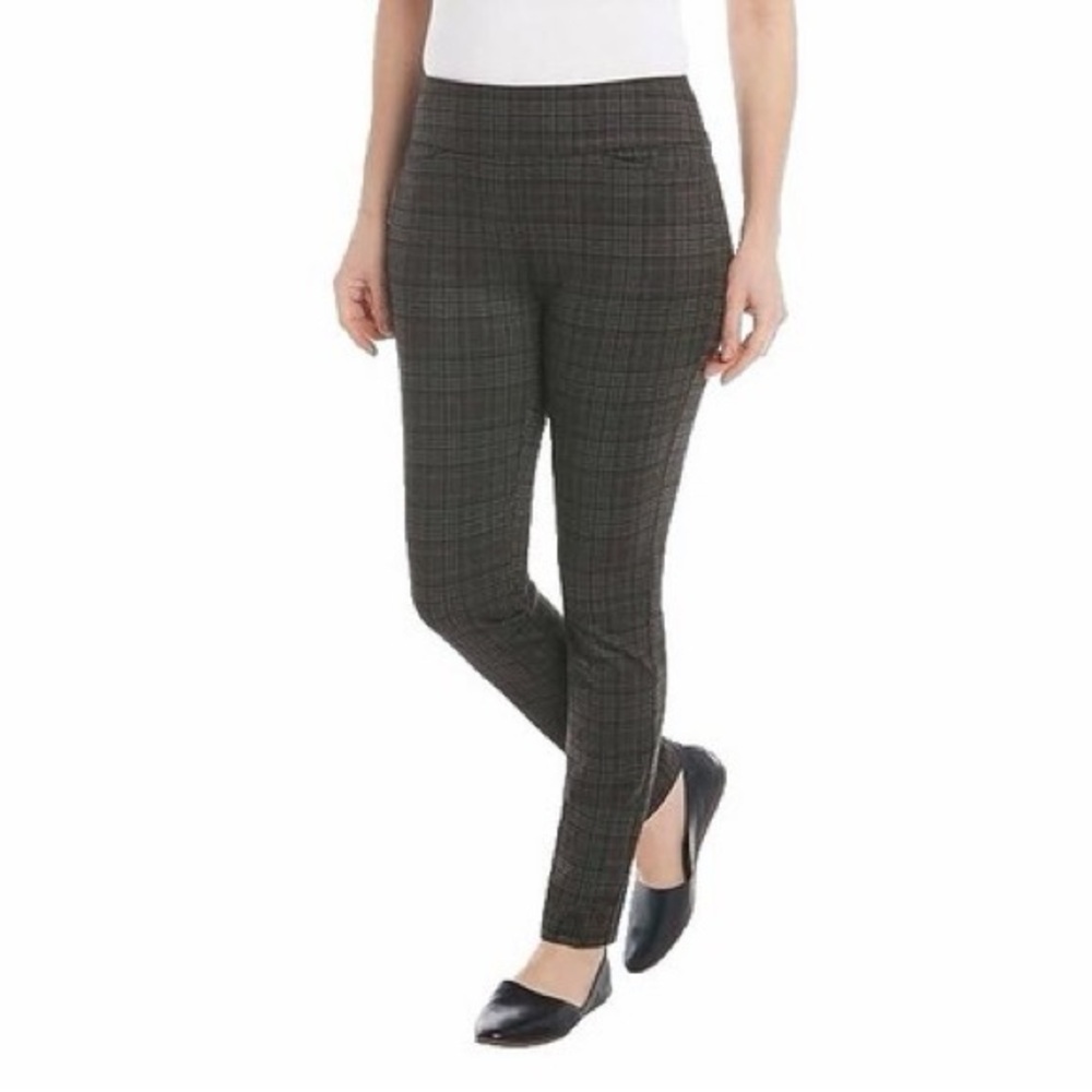 Loft Plaid Pull-on Ponte Skinny Pants Size M